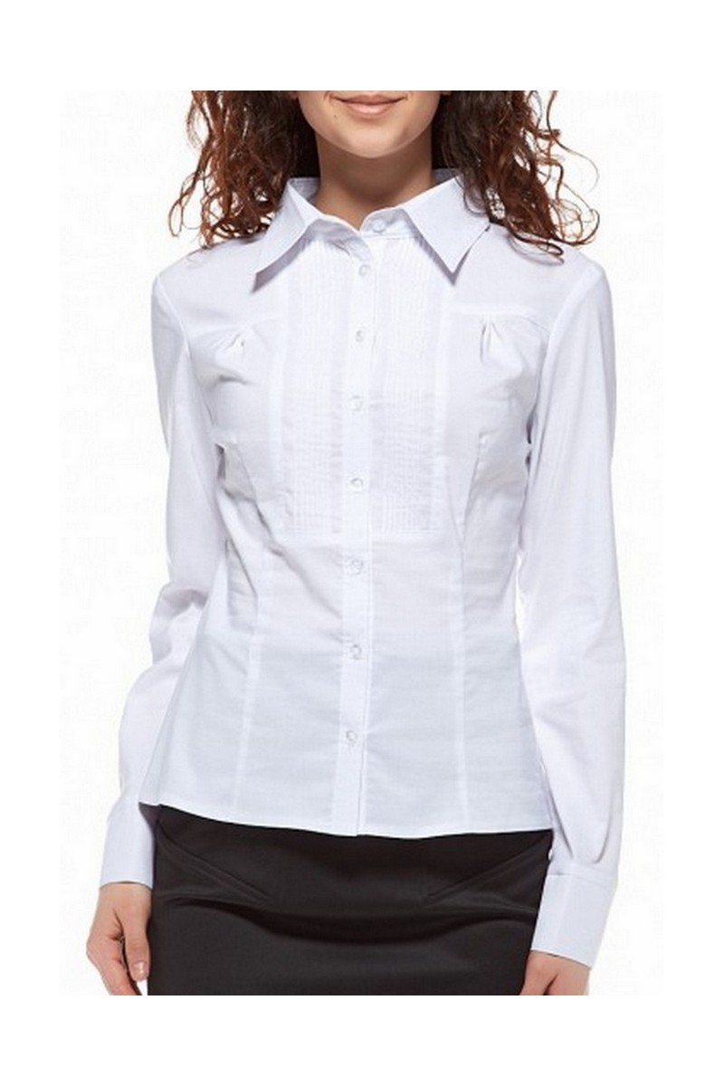 Buy Draped comfortable white long sleeve cotton buttons office business blouse