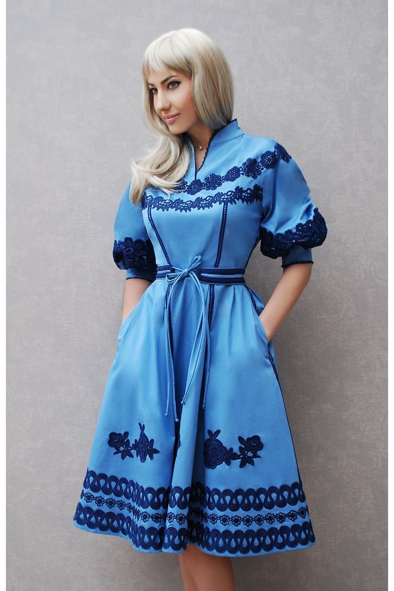 Buy Exclusive blue original unique design retro 50s dress
