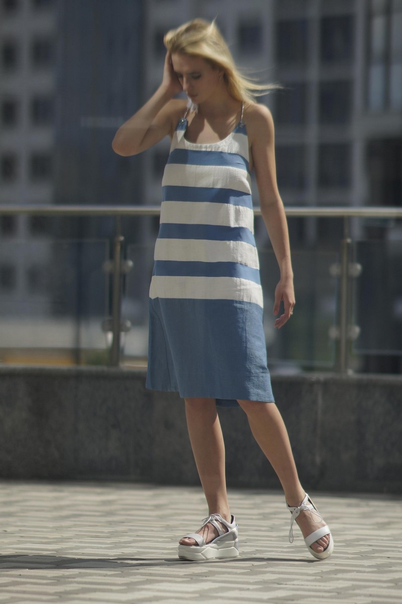 Buy Women`s Cotton striped sundress, Elegant stylish sundress, Original unique summer dress, Comfortable dress