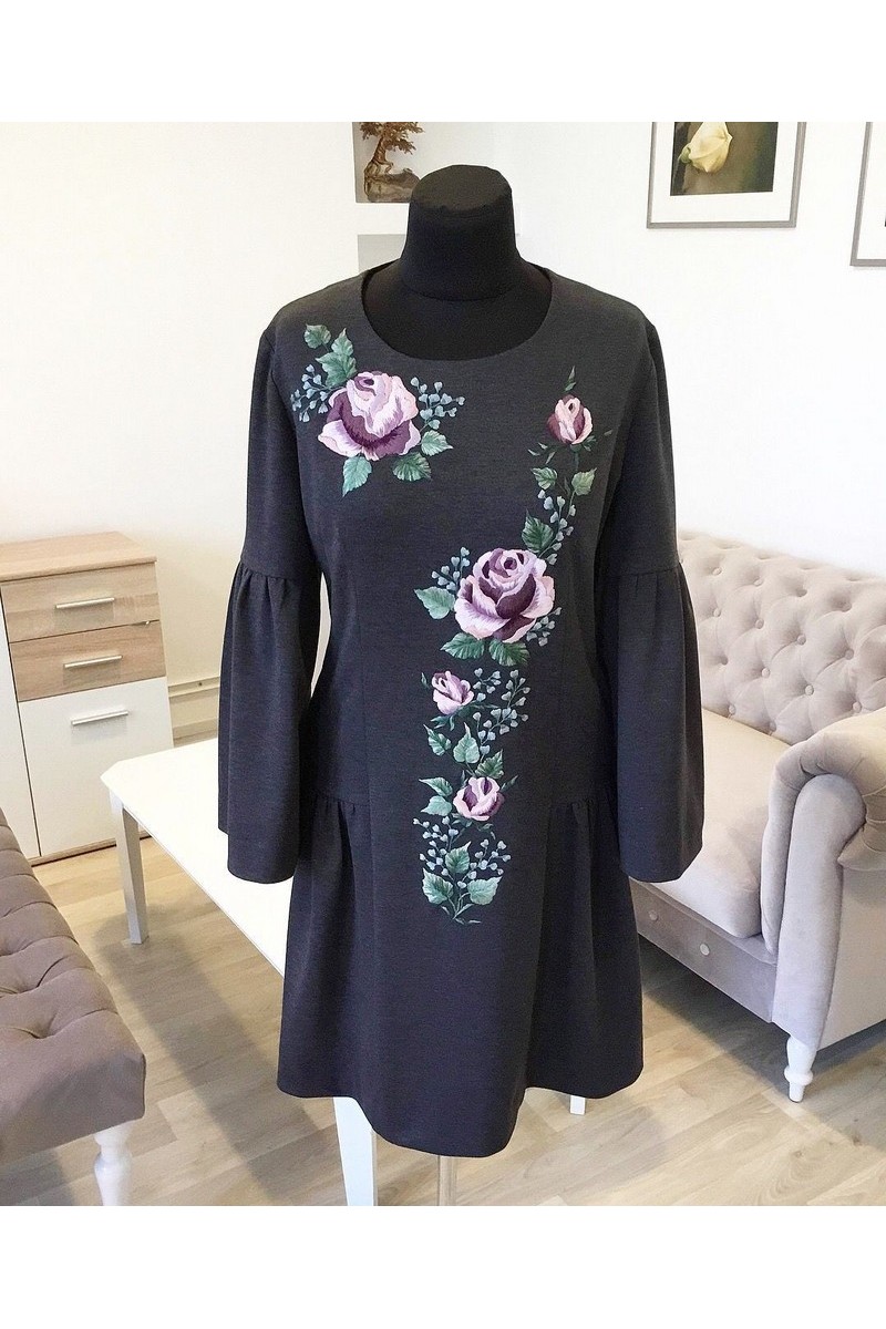 Buy Stylish grey unique jersey women`s comfortable embroidered design dress 