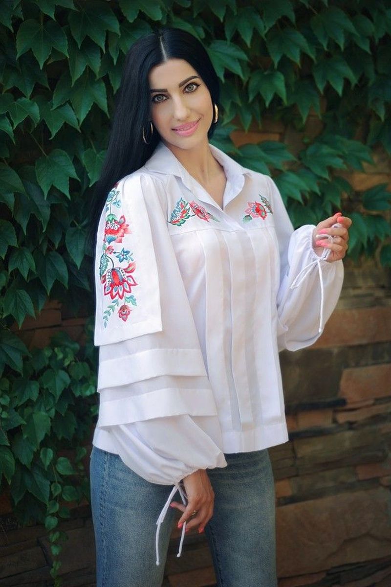 Buy White Stylish Elegant original vyshivanka Cotton Elegant embroidered blouse 