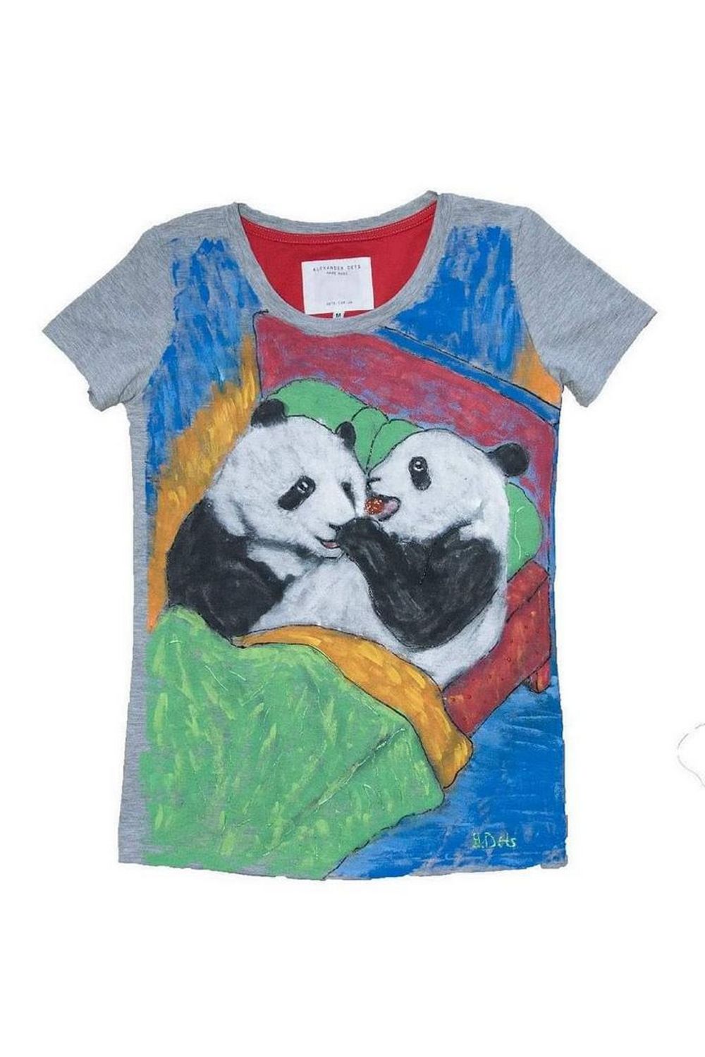 Buy Gray Cotton Print Comfortable Funny Women Men tee shirt , Short sleeve Panda tshirt, Unique stylish t shirt
