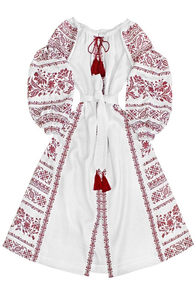 Buy Long white dress linen boho hippie vyshivanka dress, unique designer embroidered dress