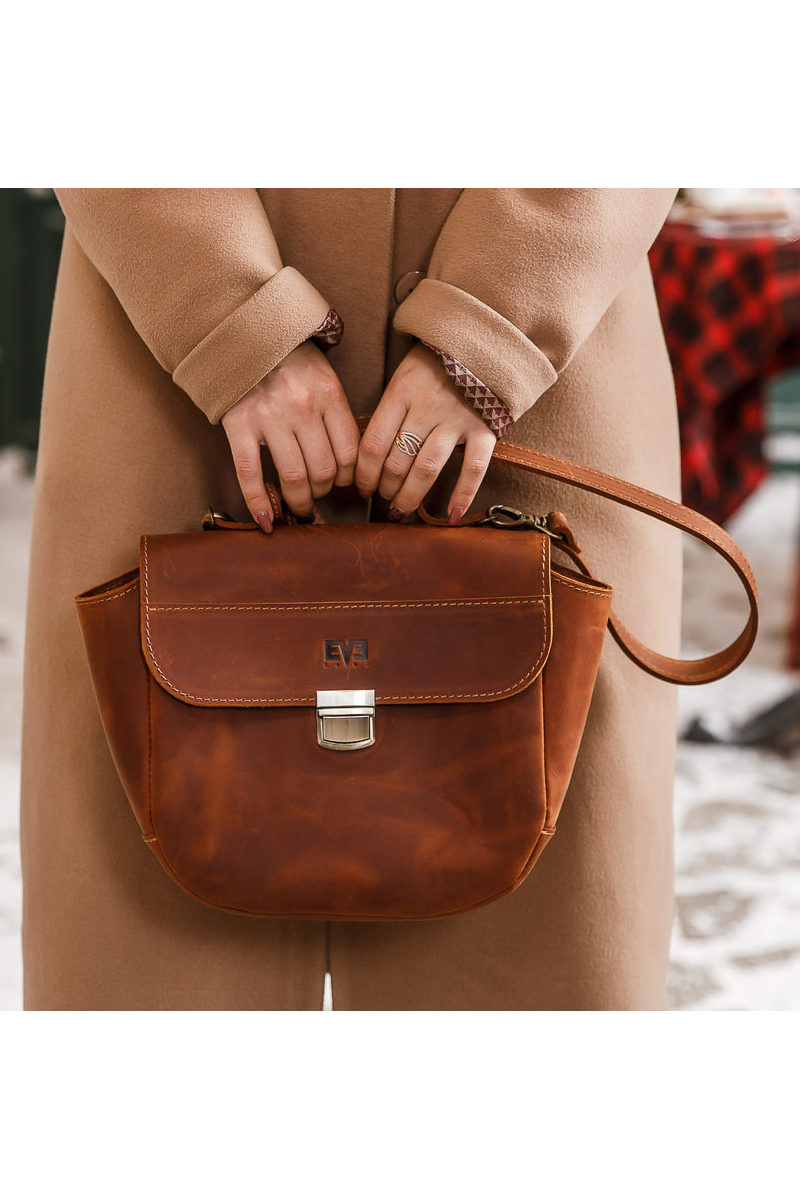 Buy Brown leather women mini handbag, Stylish unique casual handmade shoulder bag
