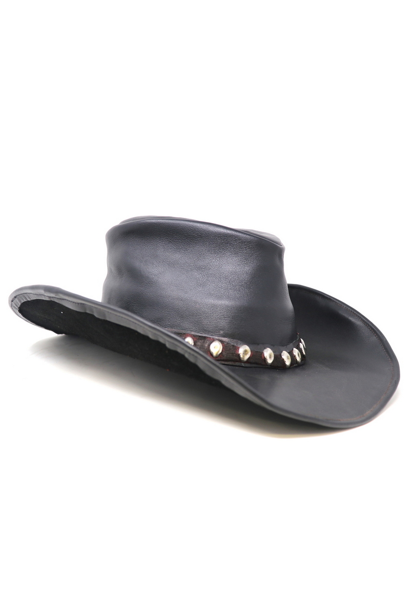 Buy Studded Black Cowboy Hat, Western Leather Classic Rocknroll Hat 
