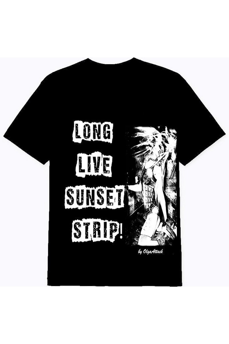 Buy Long Live Sunset Strip t shirt, Black Cotton Rock Punk Moto Bike tee