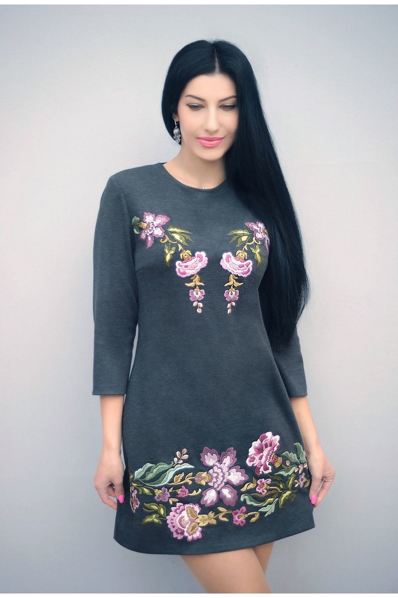 Buy Purple Fall Knitted Embroidered Straight Comfortable Unique Stylish Designer Dress