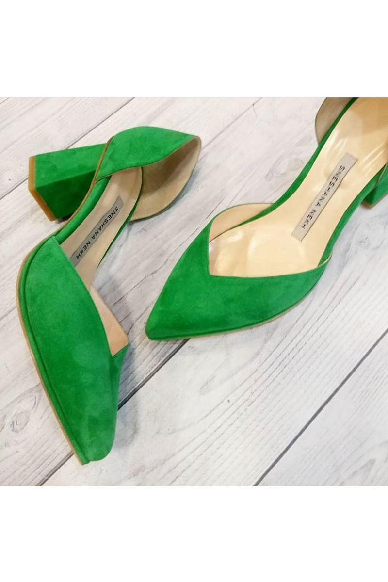 Buy Green Pointed Toe High Heeled Classic Shoes, Suede Party Prom Evening Handmade Shoes