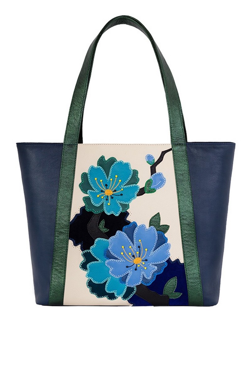 Buy Large women's leather comfortable stylish shopper bag surround floral decor