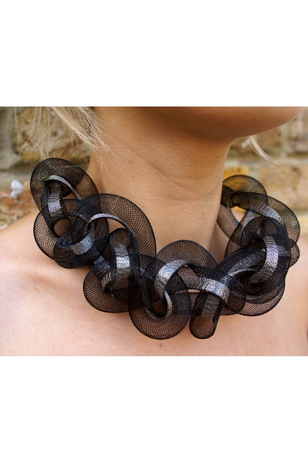 Buy Voluminous black wire contemporary statement handmade necklace, alternative jewellery