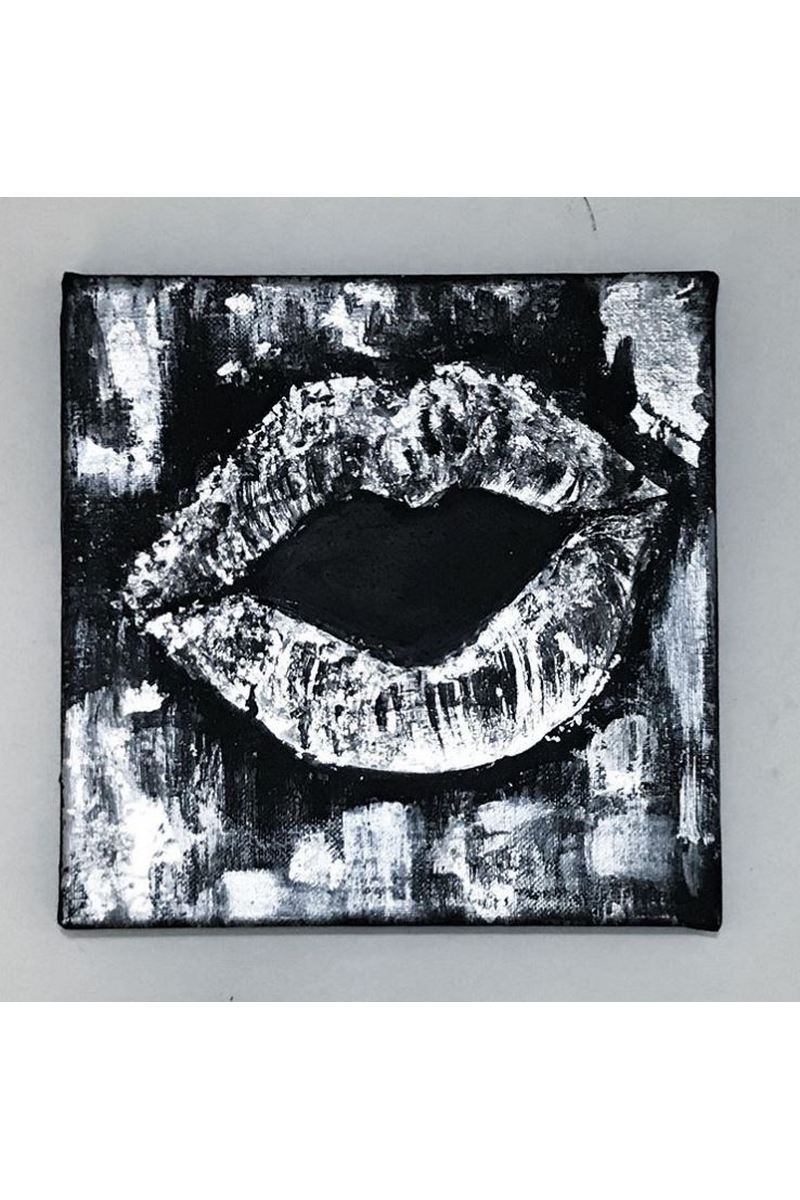 Buy Lips Black and White Canvas Wall Art, Modern Art Kiss Pop Art Painting