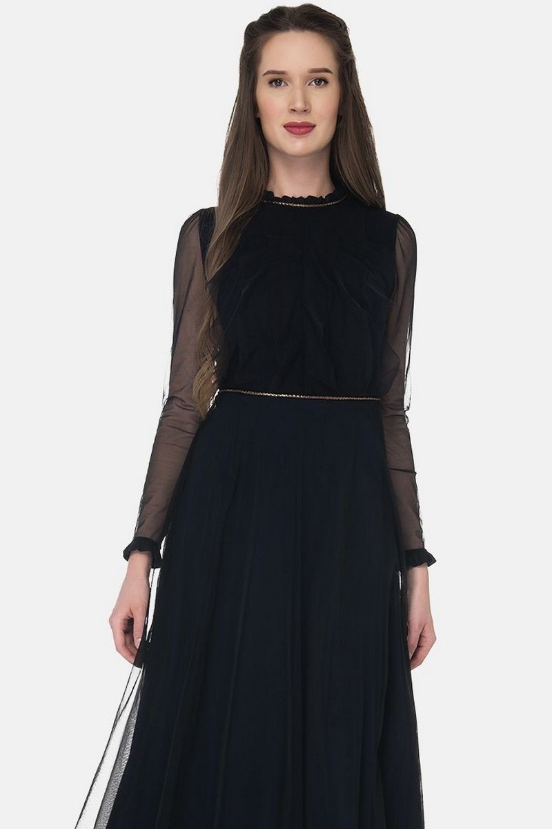 Buy Elegant black midi dress, Long sleeve party dress, design black dress