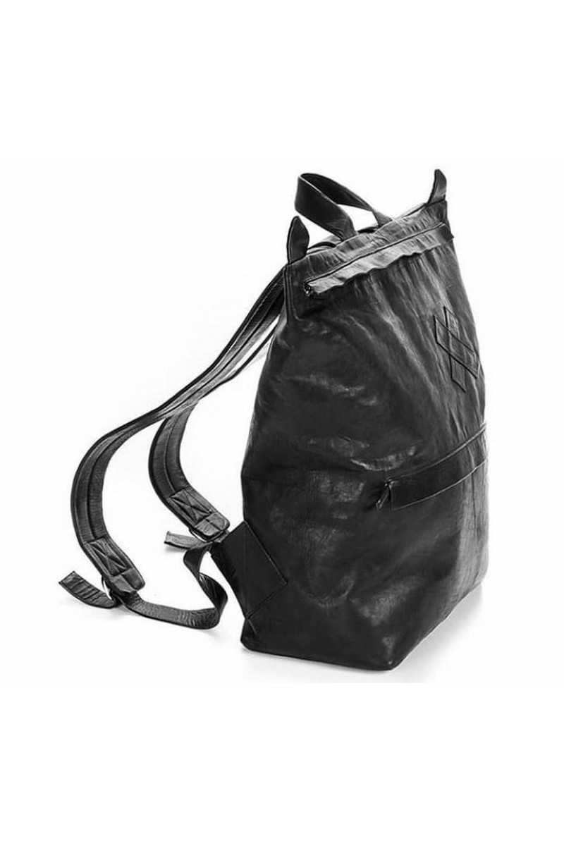 Buy Casual black urban leather backpack, handmade designer original backpack