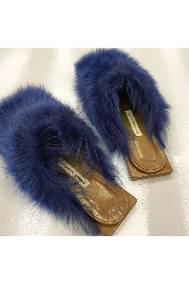 Buy Fashion fluffy fur women clogs, Women open heel mules, fashion designer handmade exclusive shoes