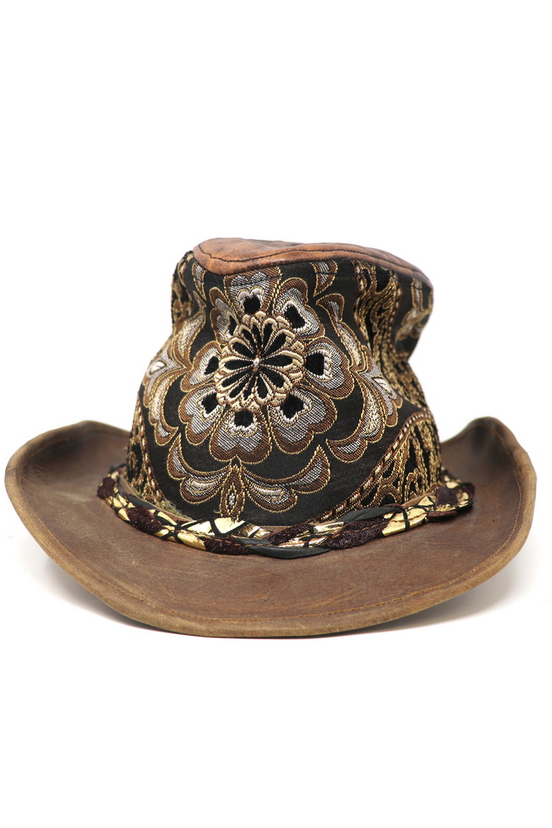 Buy Fabric/Leather Brown Fedora, Stylish Handmade Rock Festival Burningman Hat