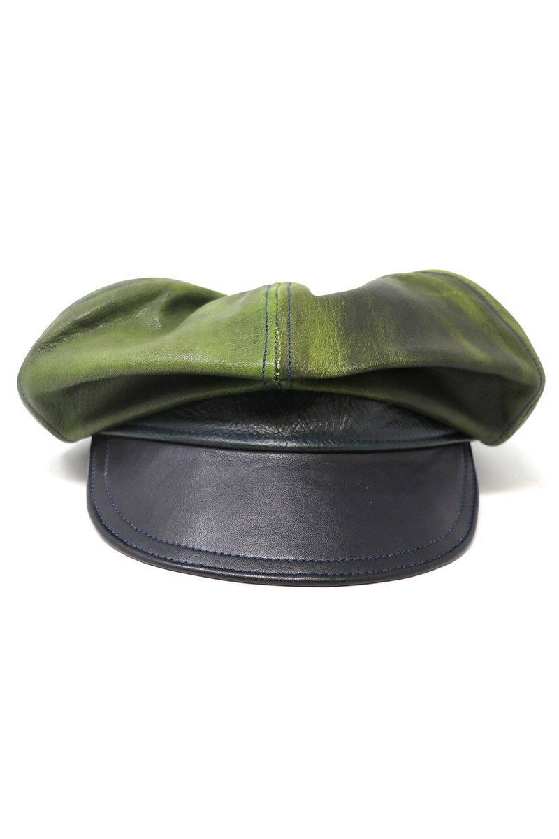 Buy Green Big Apple Leather Hat, Stylish handmade festival casual men cap
