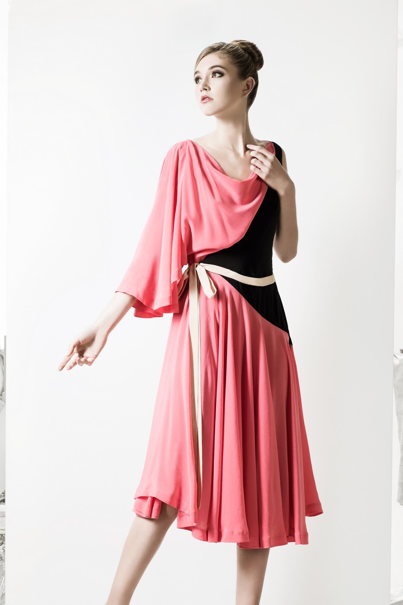 Buy Midi asymmetric silk vintage style dress, unique designer exclusive dress