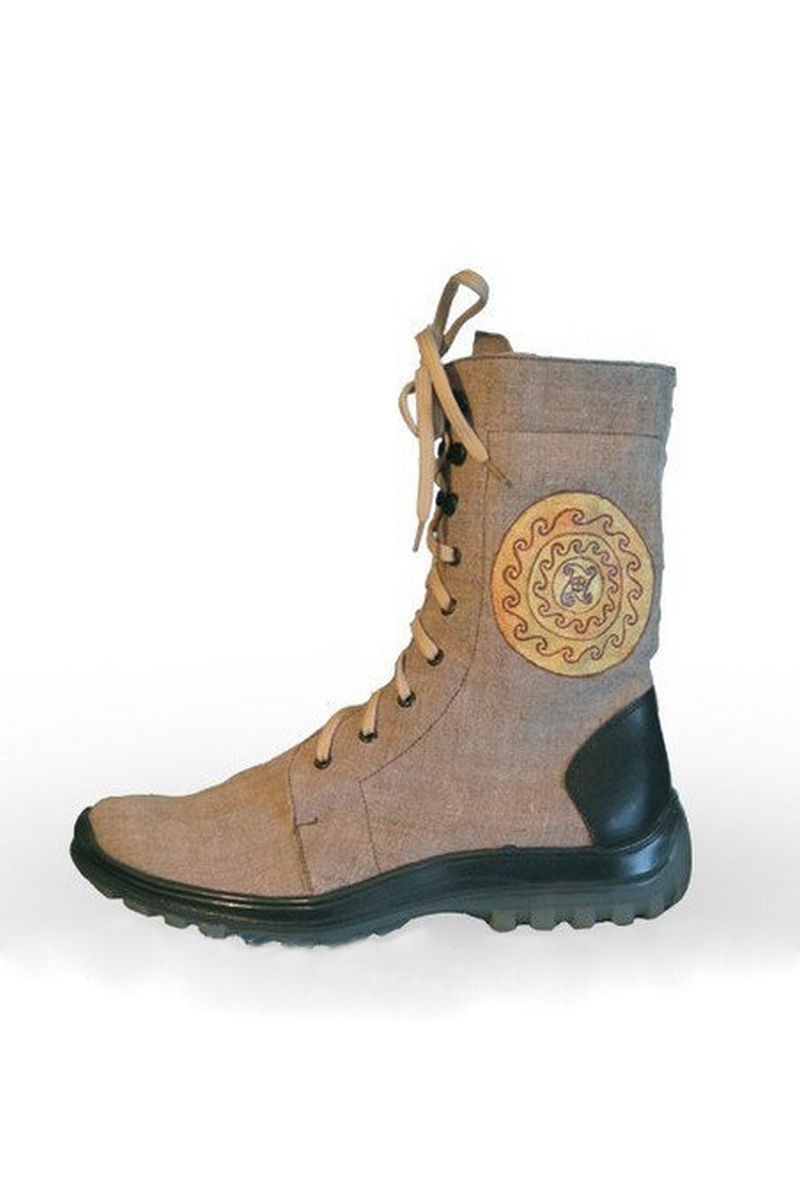 Buy Comfortable brown men's eco military high-top hemp bootlace boots, Hemp unique designer shoes