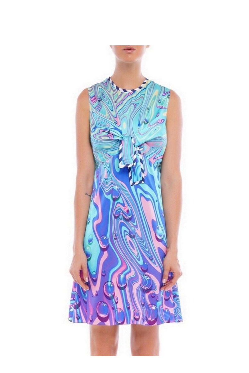 Buy Blue silk chest strap dress, above the knee sleeveless party elegant comfortable dress