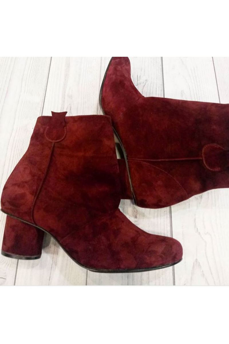 Buy Suede burgundy comfy ankle boots, casual heel round toe designer unique handmade shoes