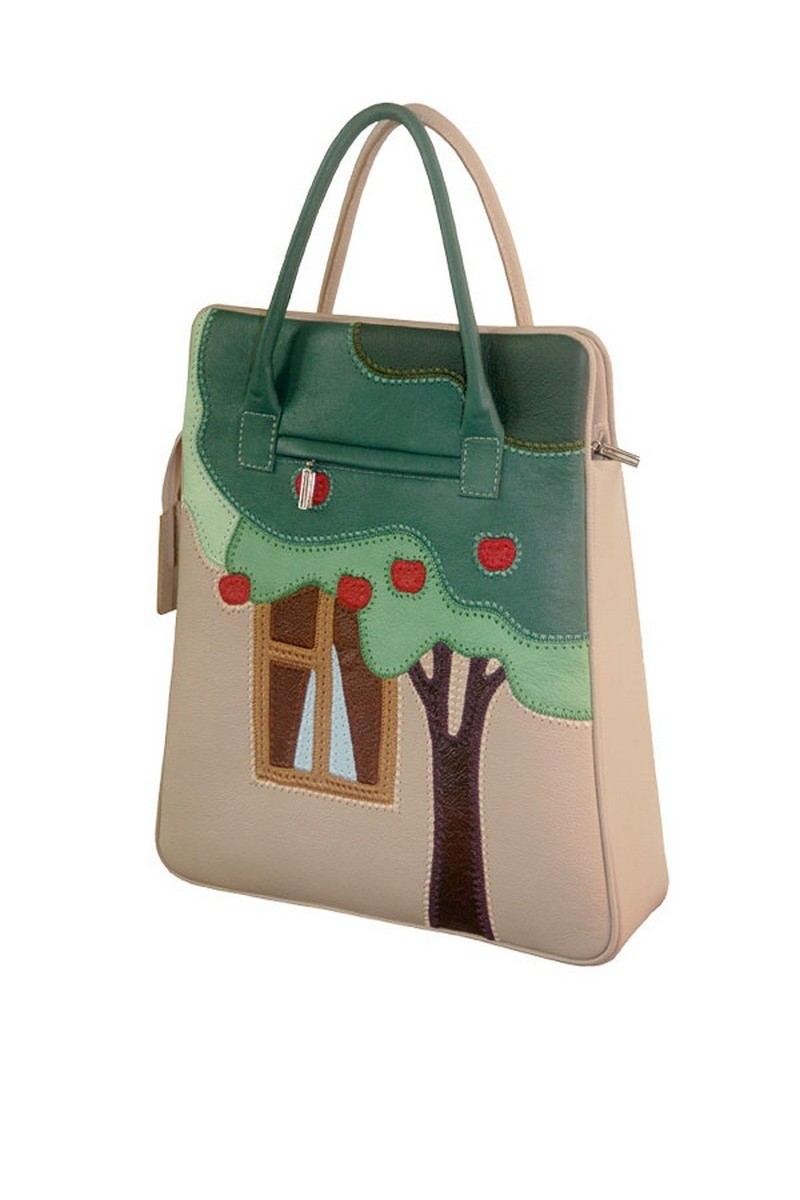 Buy Briefcase handmade business women beige leather bright original decor hand bag