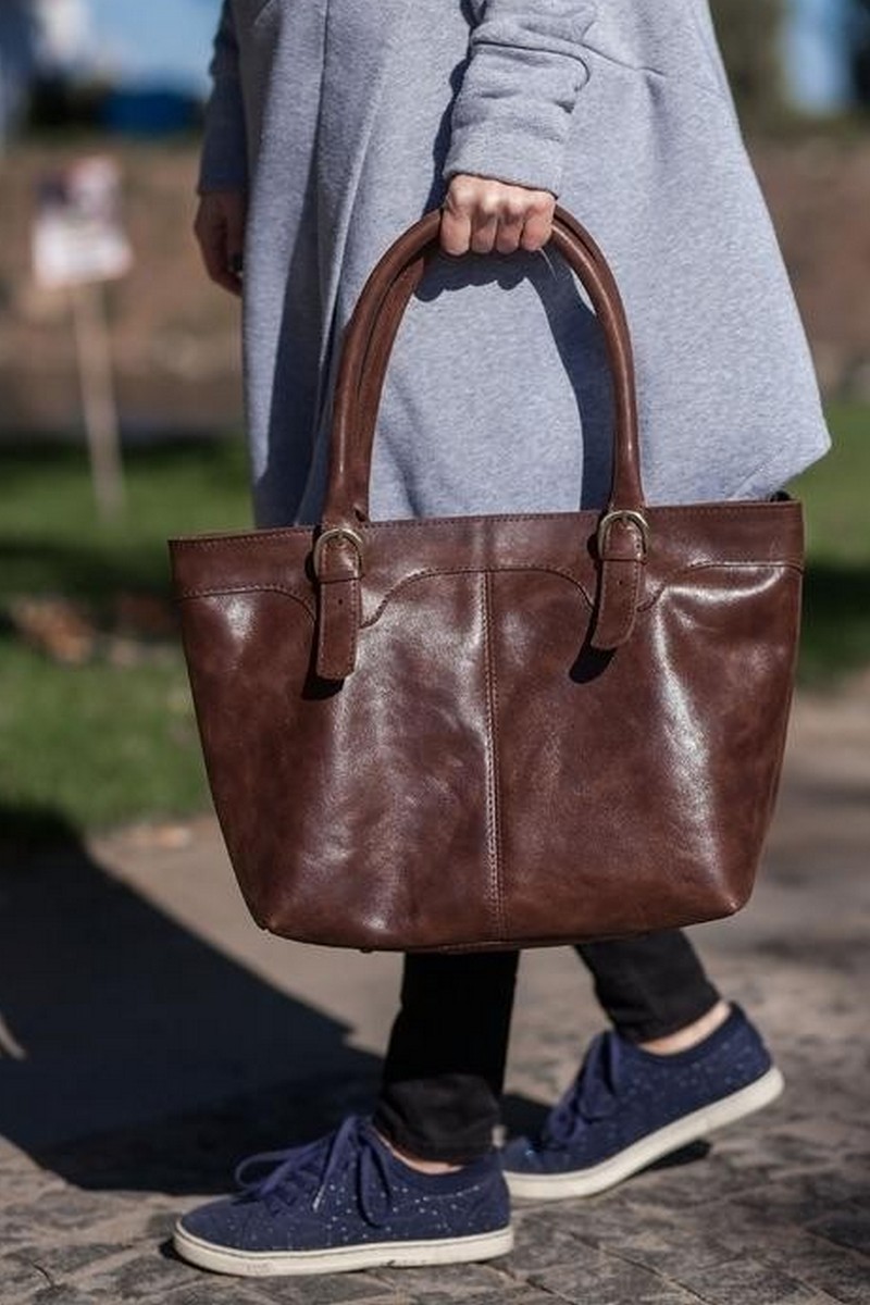 Buy Leather Big Classic Brown Shopper Trapeze Zipper Shoulder Bag, designer stylish bag