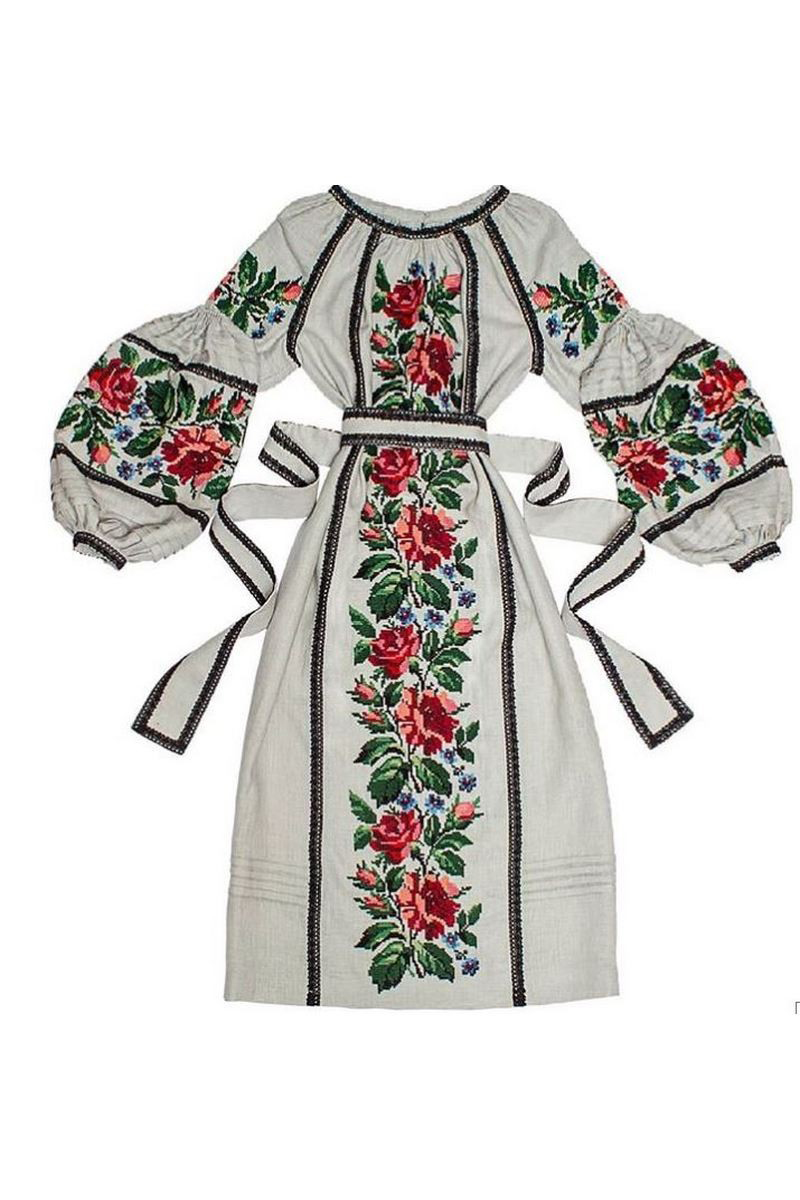 Buy Long dress handmade Ukrainian embroidery national traditional flax, handmade women unique designer vyshivanka