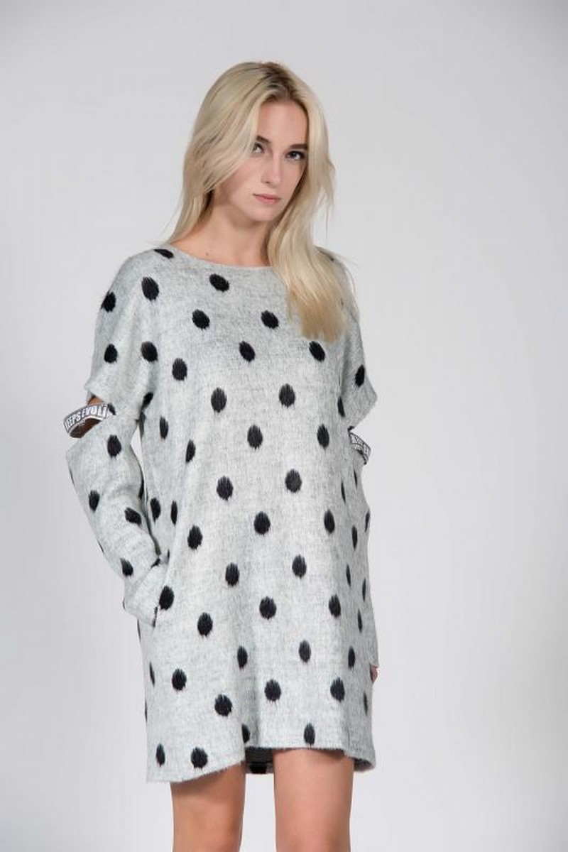 Buy Loose short gray knitt dress, casual comfortable warm wool winter clothing