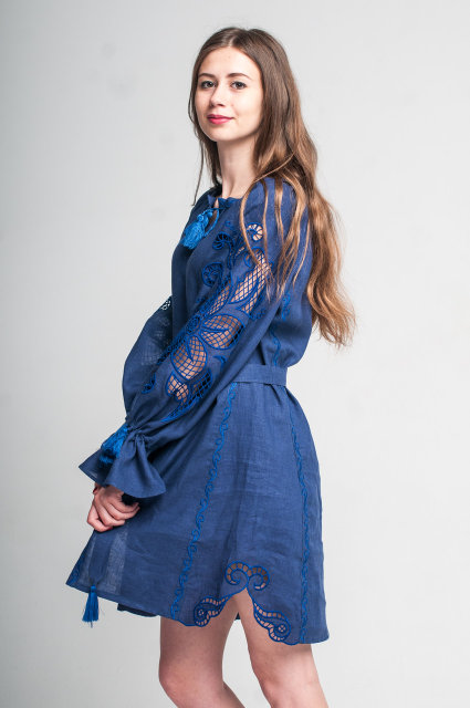 Dress, Dress cotton , Dress blue , Dress vyshivanka, Dress Ukrainian ...
