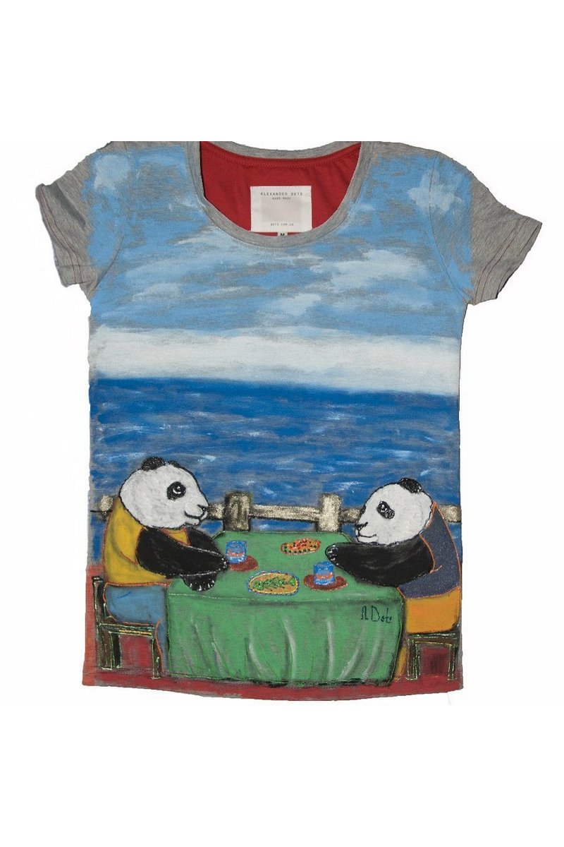 Buy Gray Cotton Print unisex tee shirt , Short sleeve Panda tshirt, Unique stylish t shirt