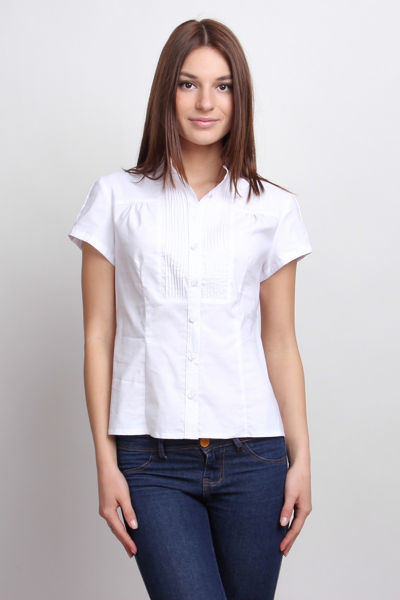Buy Short sleeve casual white cotton drapery business loose office big size blouse