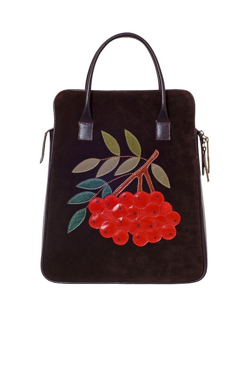 Buy Business women black briefcase bag, leather suede bright original volumetric decor rowan handbag