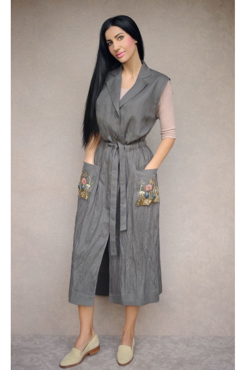 Buy Long elegant comfortable stylish dressing gown with hand embroidery, designer summer cloak