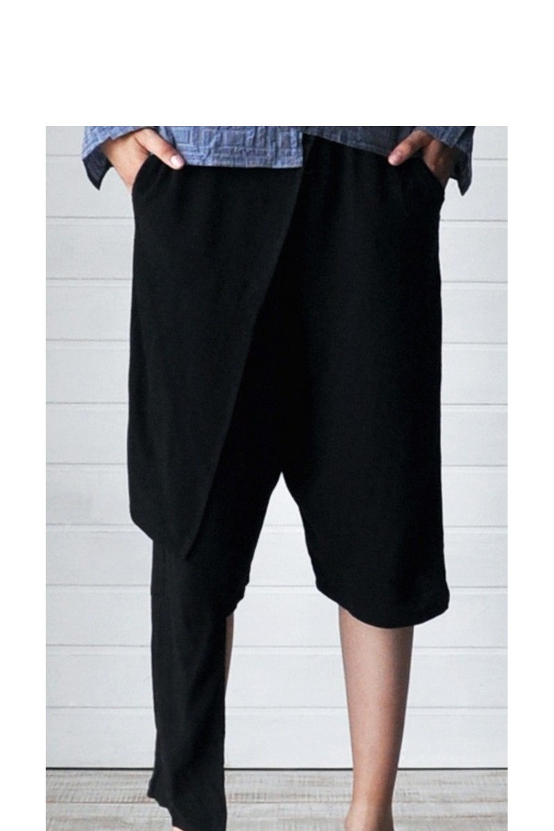 Buy Сotton asymmetric unique design Shorts, Party Club Festival Black Architectural cut women men short pants