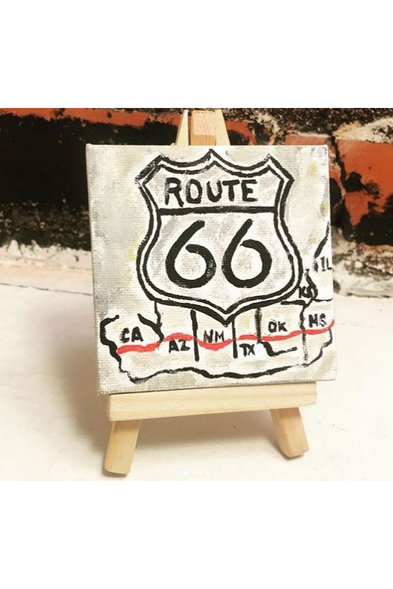 Buy White acrylic painting Route 66, modern art canvas american paintings 