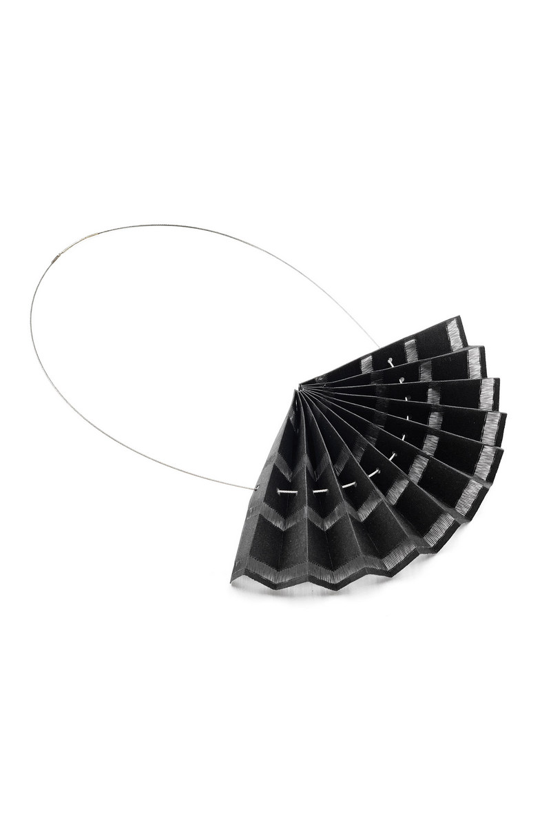 Buy Handmade pleated black textile stainless steel contemporary necklace for women