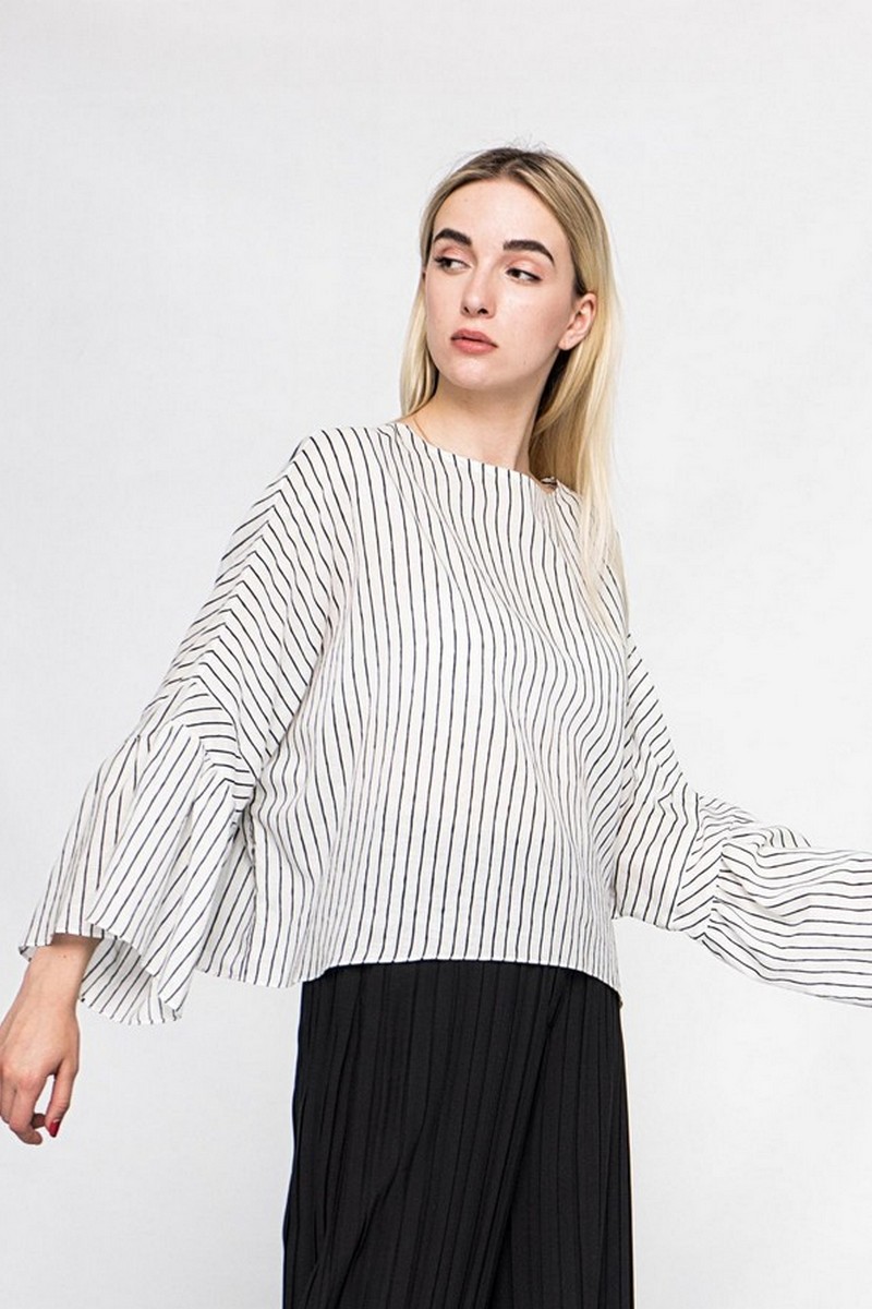 Buy Women summer oversize striped cotton blouse, Stylish loose casual ladies blouse