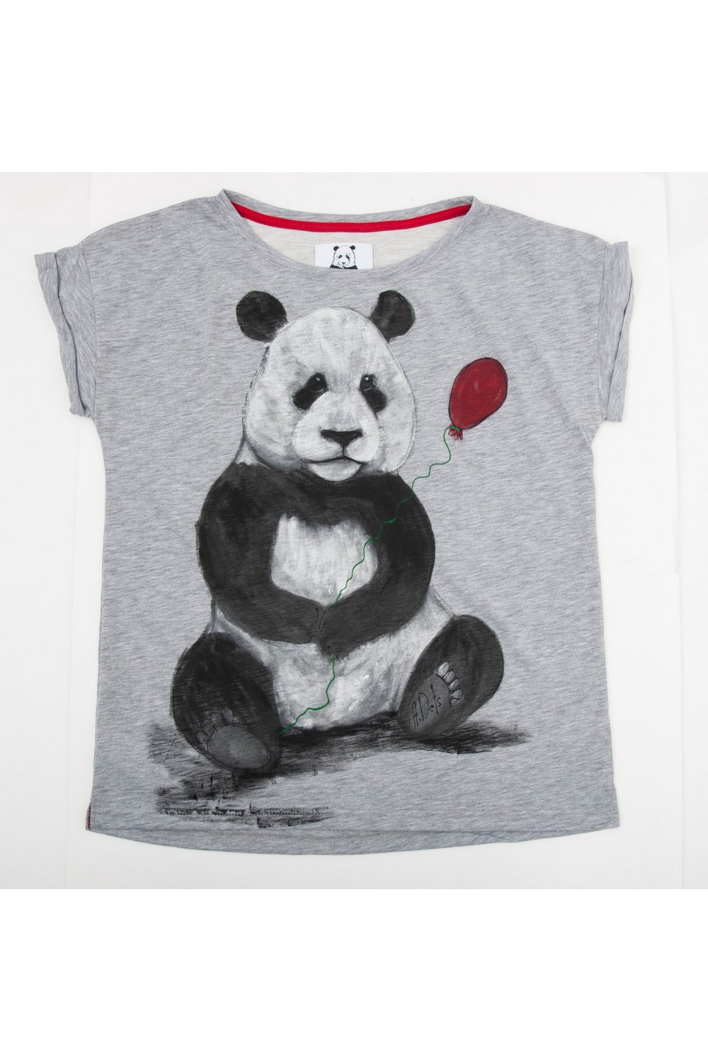 Buy Designer Women`s Grey Cotton Print tee shirt , Short sleeve Panda tshirt, Unique stylish t shirt