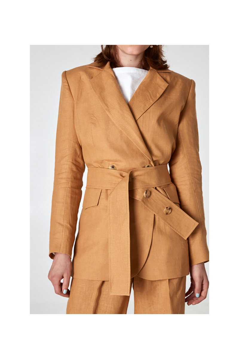 Buy Brown linen women vintage jacket, Loose comfortable casul stylish blazer