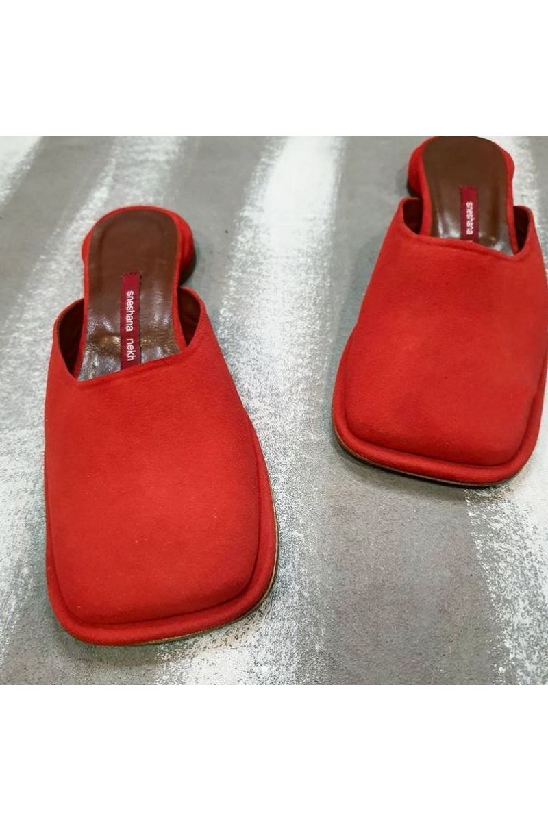 Buy Red clogs low heel square toe fashionstreet designer stylish handmade women shoes 