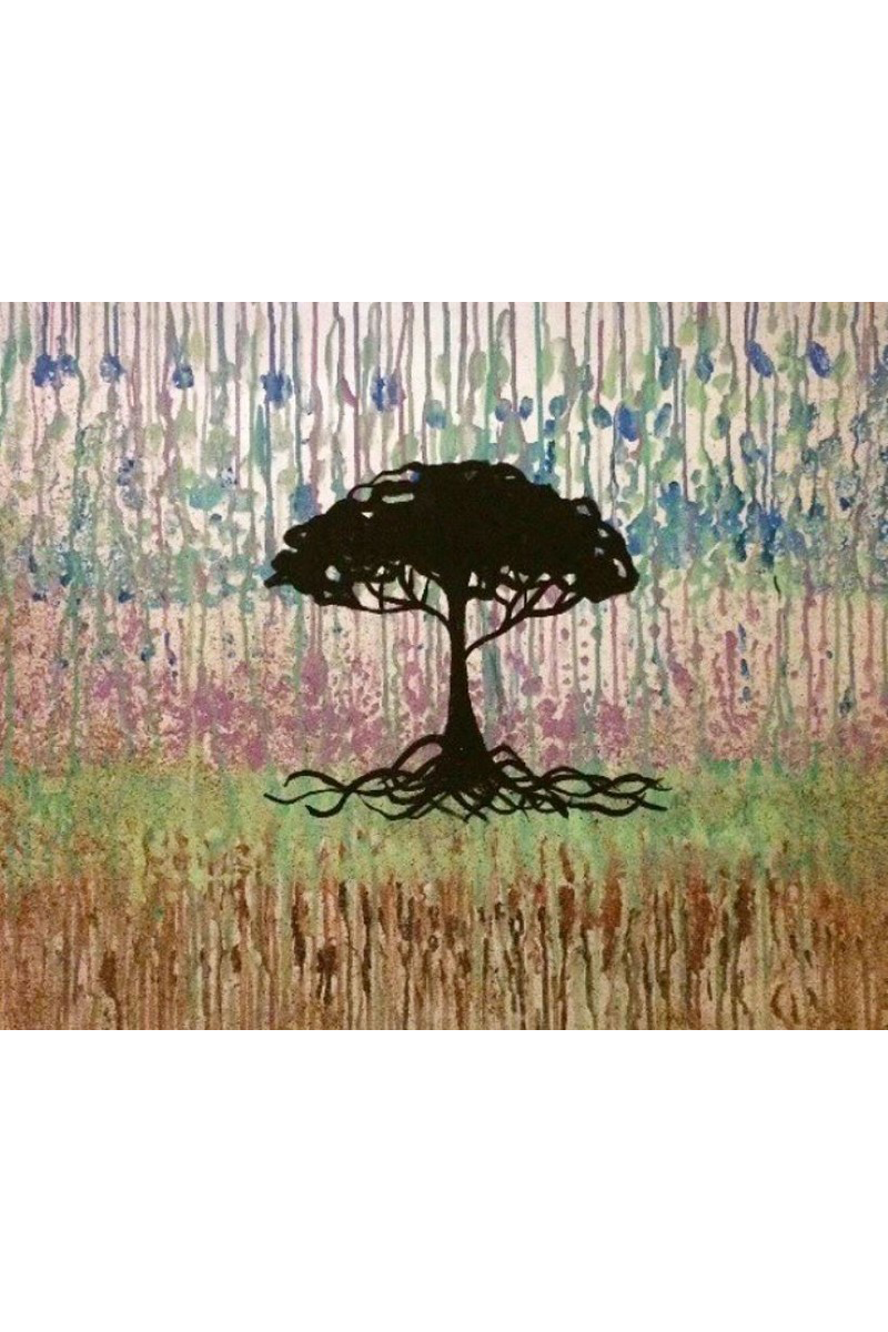 Buy Wisdom tree acrylic painting, art silhouette tree paintings, modern art work