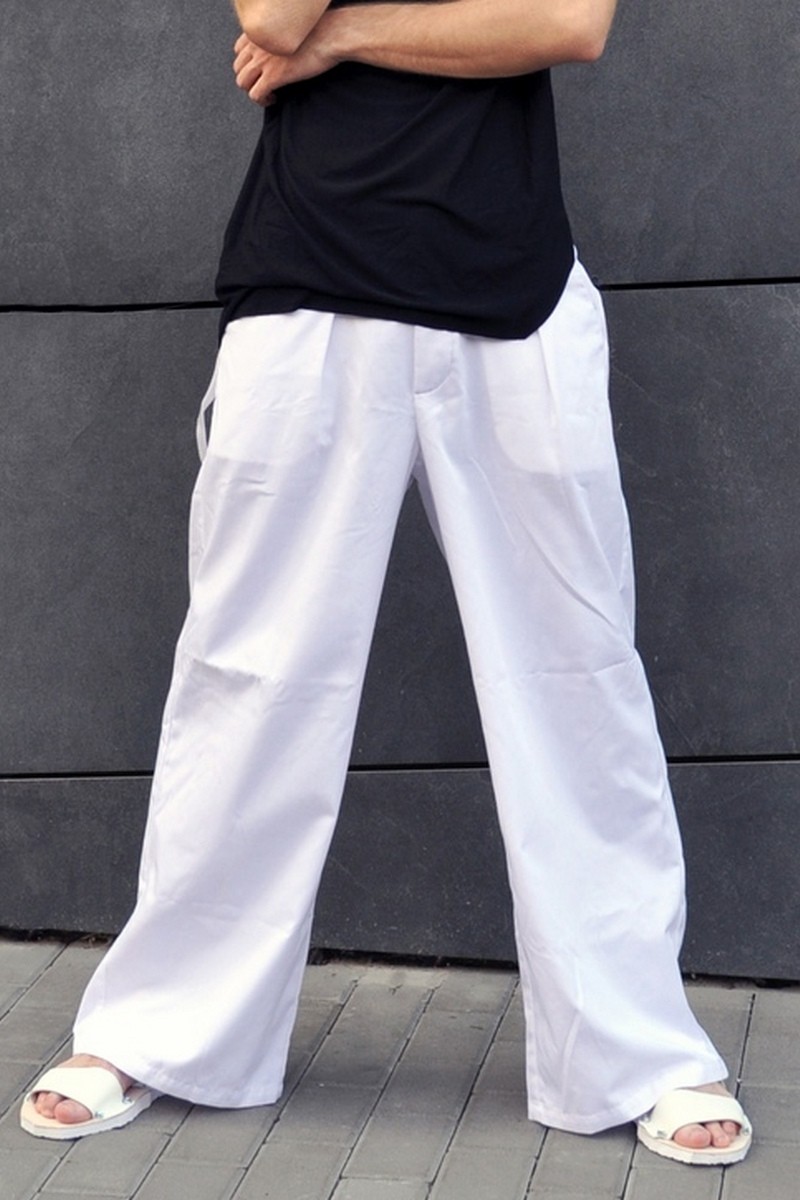 Buy Stylish Loose Comfort Cotton Pants, Black White designer Men`s Architectural Trousers   