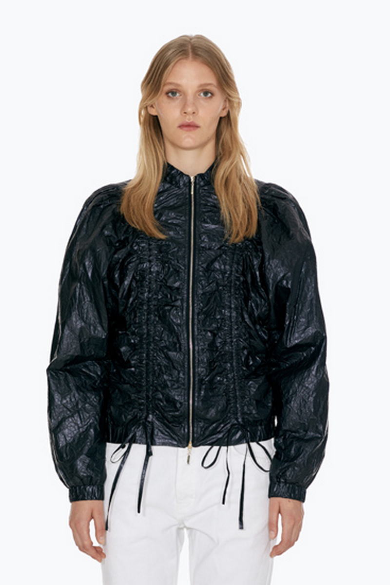 Buy Polyamide Cotton Black Short Moisture proof Zipper Jacket Coat