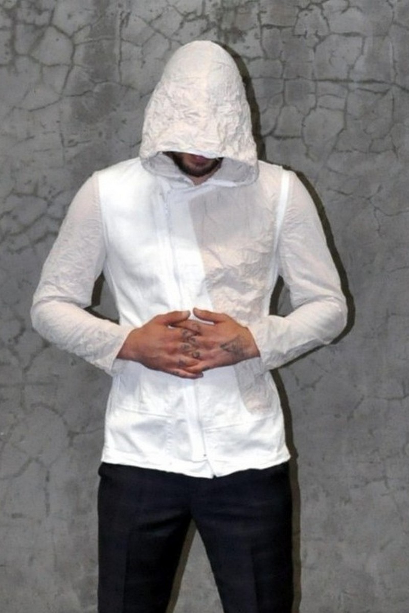 Buy Casual hooded asymmetric zipper jacket, Men`s Cotton party stylish designer coat
