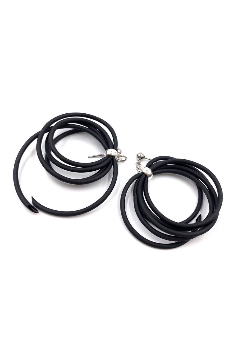 Buy Women handmade contemporary statement rubber stainless steel swirls earrings