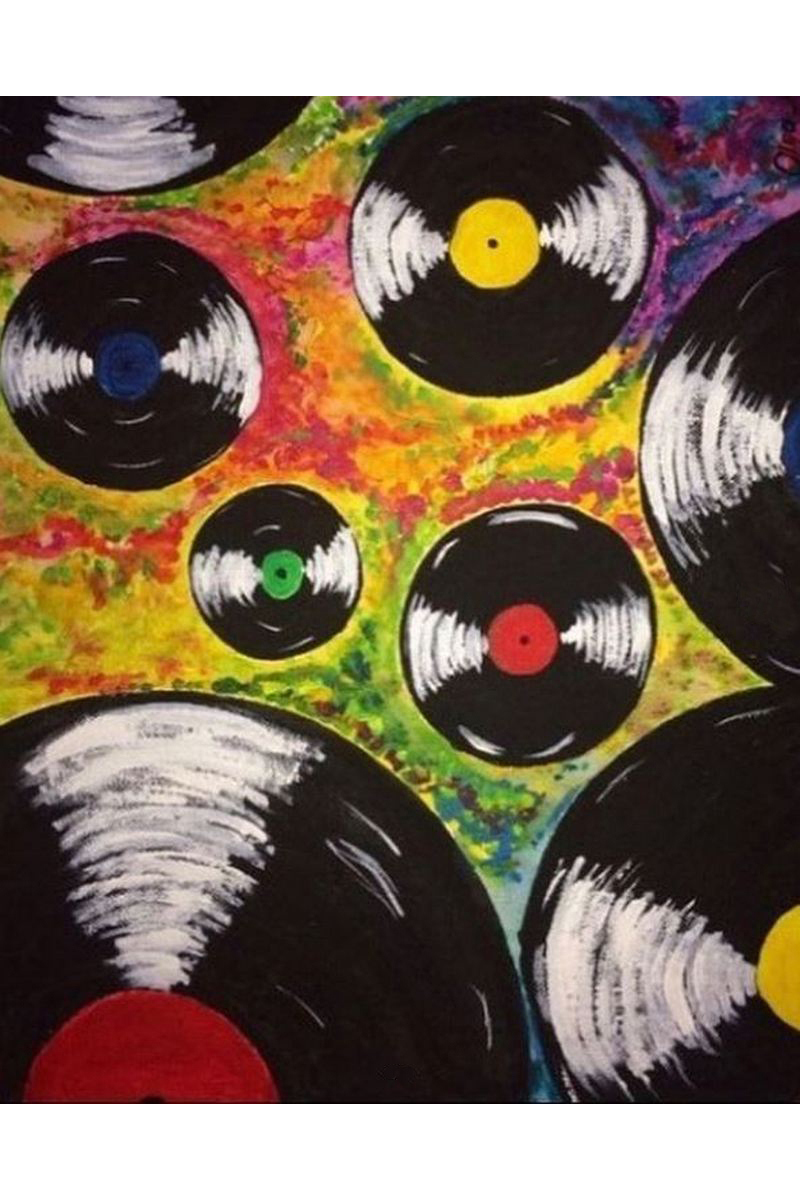 Buy Acrylic big canvas Vinyl records, music rocknroll modern art, acrylic painting