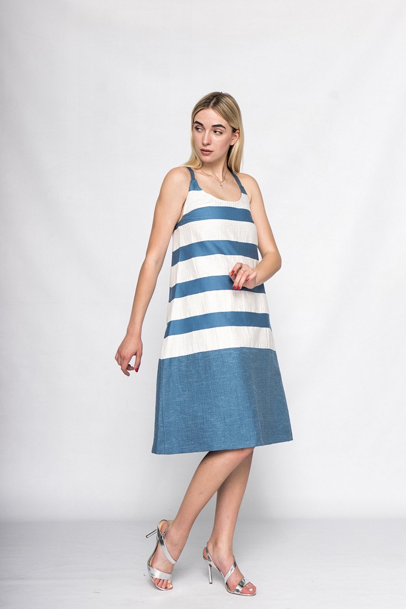 Buy Cotton short loose checkered dress, Summer sleeveless sundress, Сomfortable casual ladies dress
