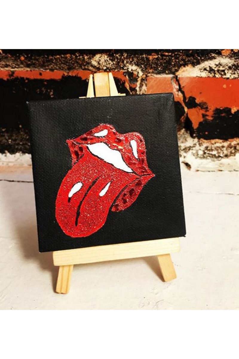 Buy Musical acrylic art pieces Rolling stones, modern acrylic mini canvas easel