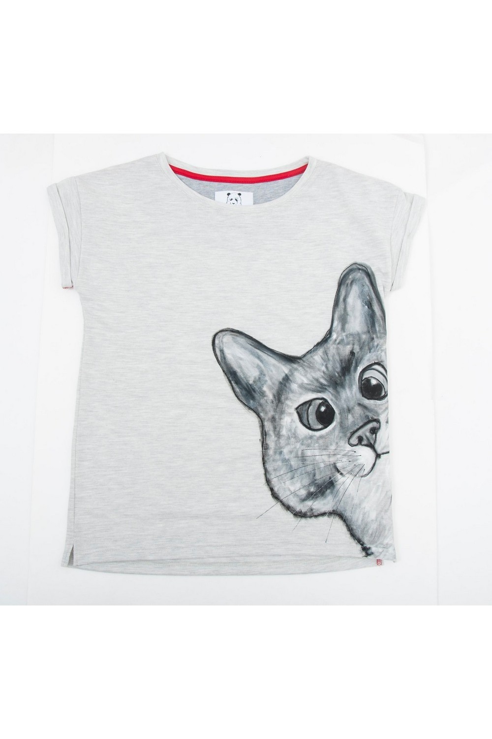 Buy Sport Grey Women Cotton Print tee shirt , Sleeveless Cat tshirt, Unique stylish t shirt