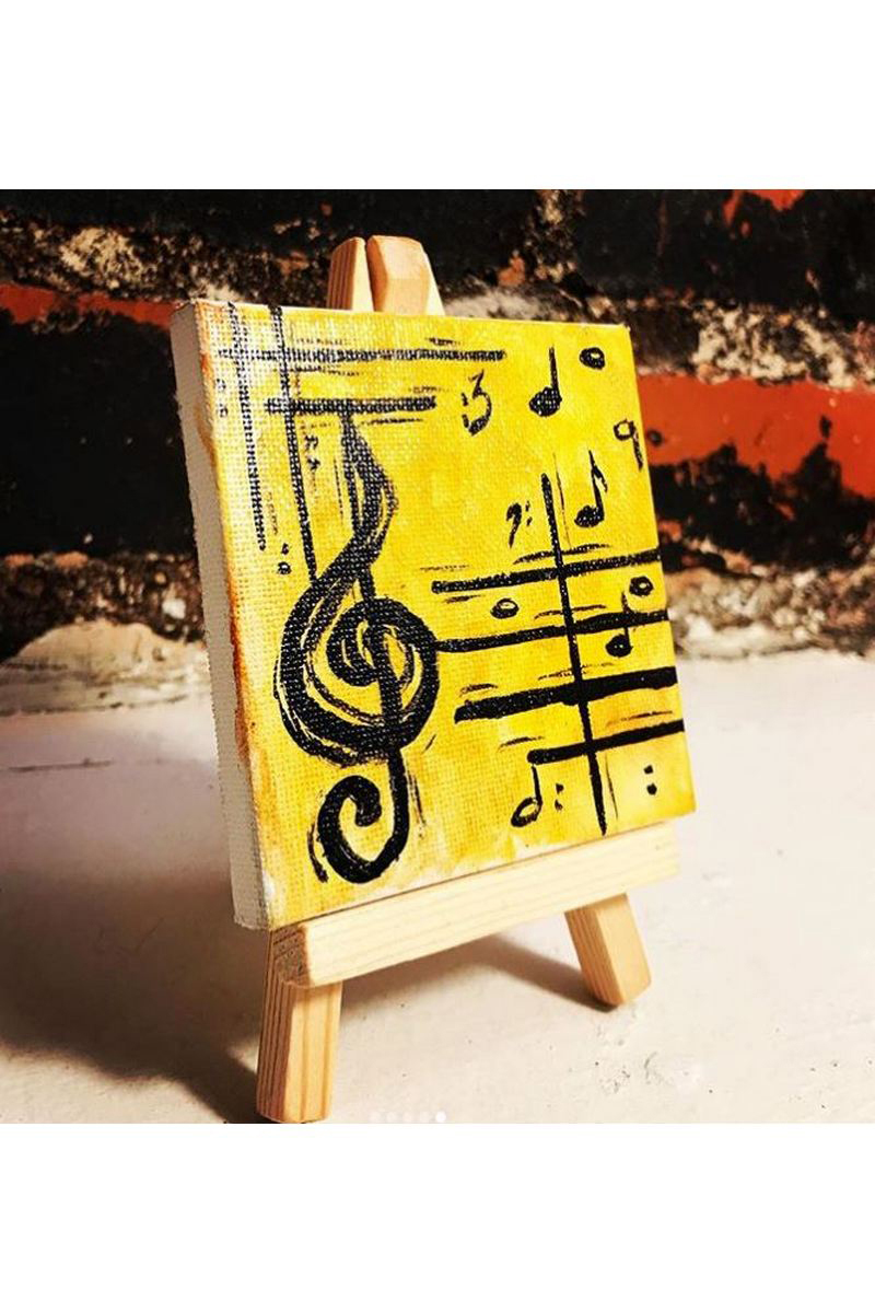 Buy Musical yellow acrylic modern painting, acrylic canvas easel paint